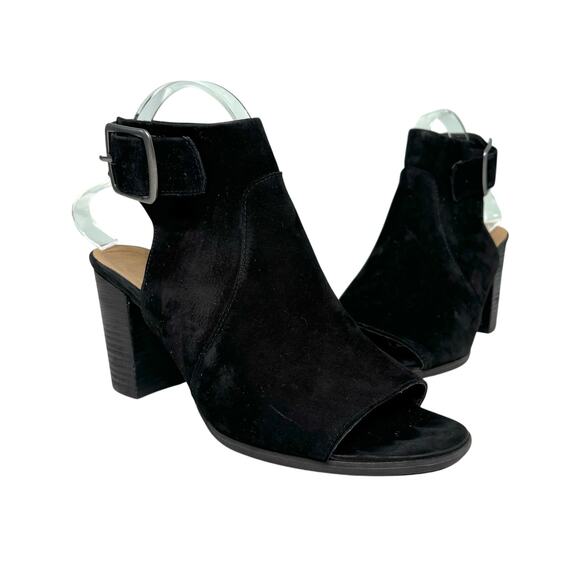 Vionic Blakely Black Leather Peep Toe Ankle Strap Mule Bootie 9.5 - Picture 1 of 10